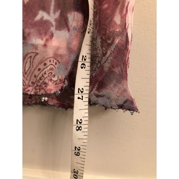 Y2K INC 100%Silk beaded & sequined tank top 14 / L Fairy whimsigoth romantic - Picture 10 of 12